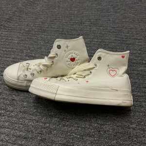 Converse High-Top Sneakers - Cream with Red Accents